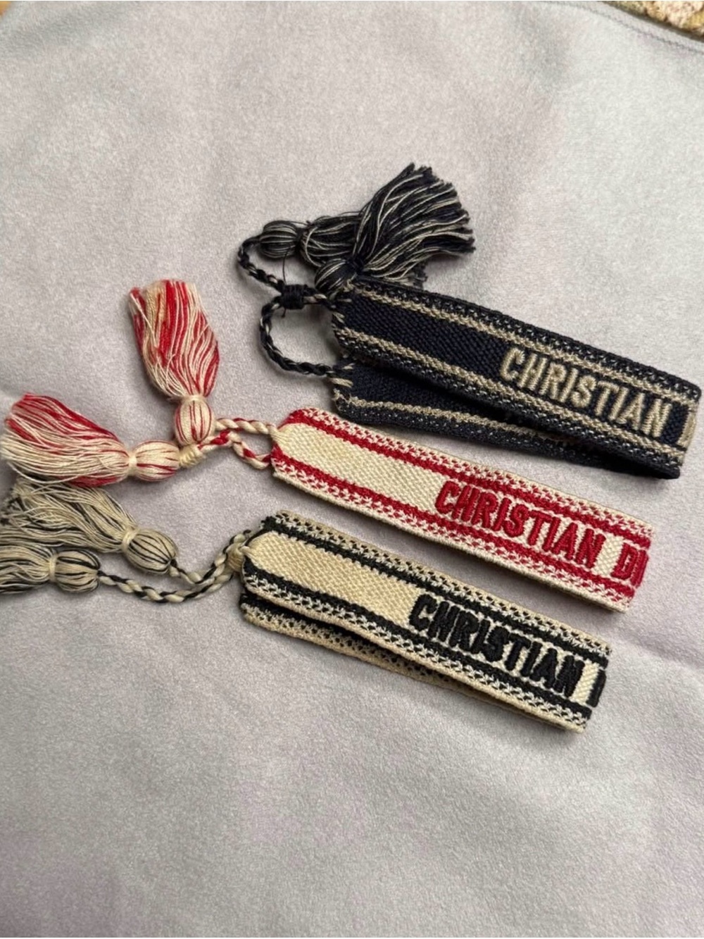 Dior Woven Logo Tassel Bracelets - Black, Red, Cream